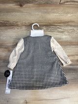 NEW Nicole Miller 3pc Houndstooth Sweater Knit Dress & Headband Set Beige sz 3-6m