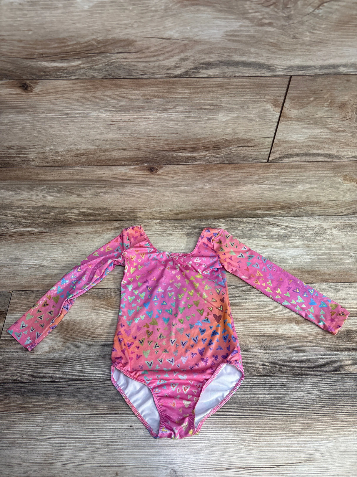 Heart Print Long Sleeve Heart Print Leotard Pink sz 4-5T