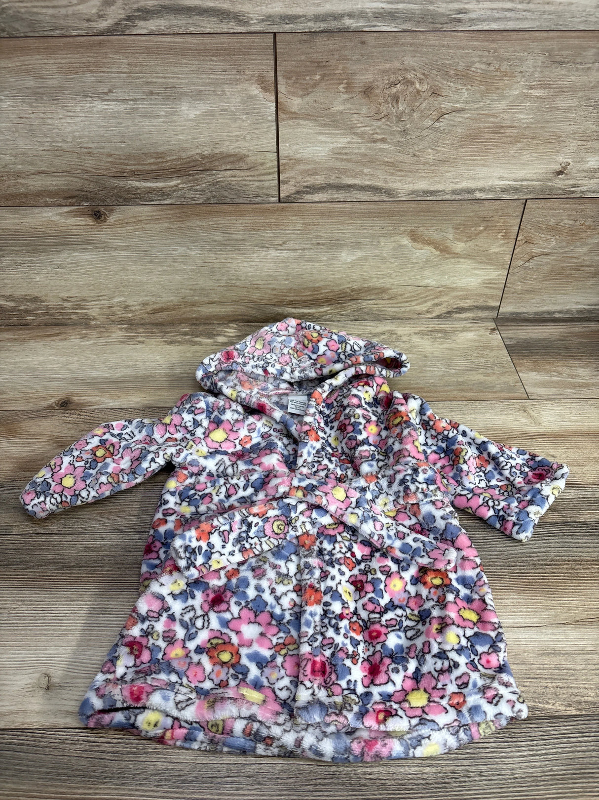 Floral Plush Bath Robe White sz 12m