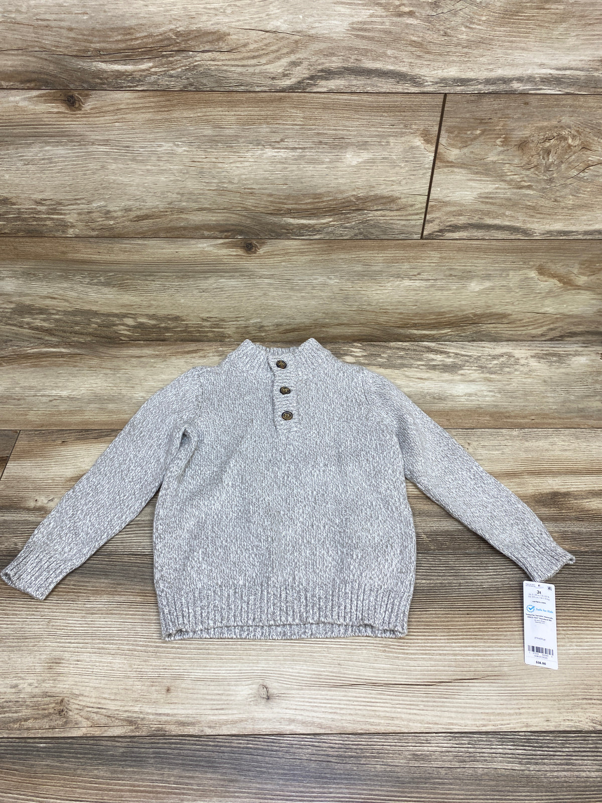 NEW Carter's Knit Henley Sweater Beige sz 3T