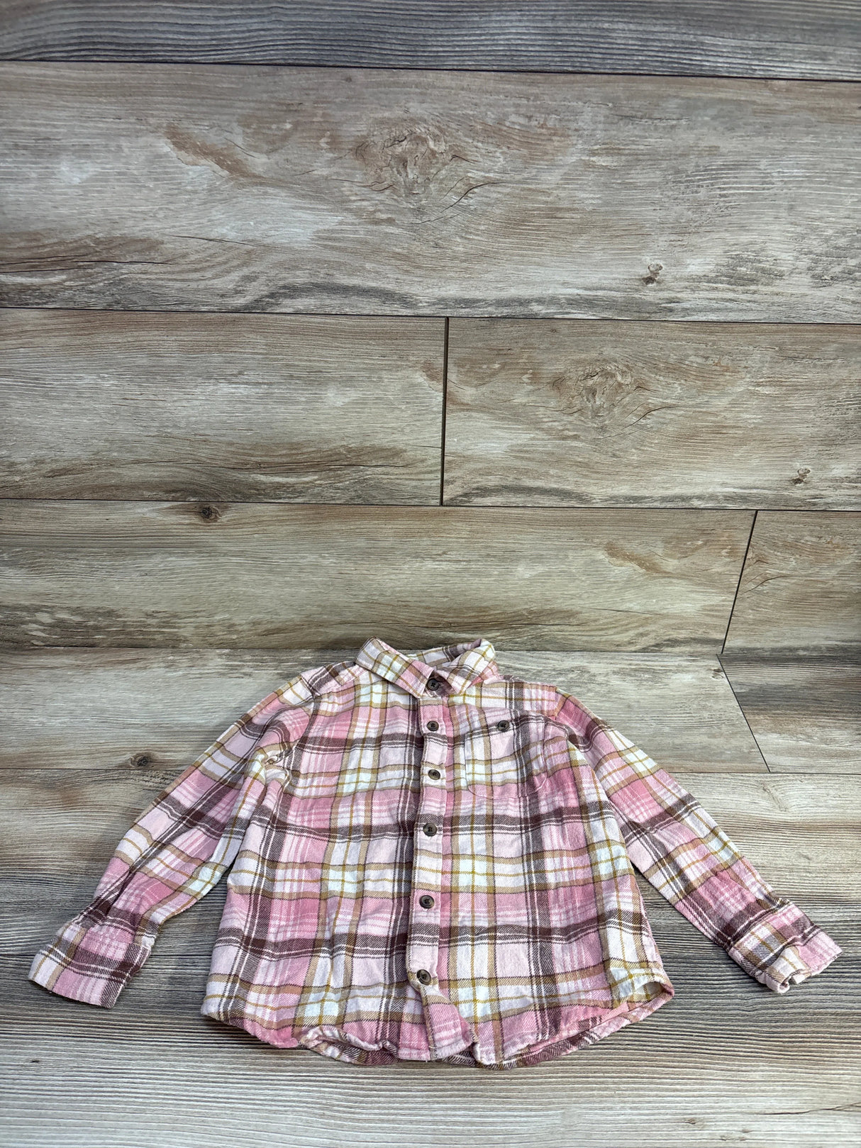 Old Navy Pocket Flannel Button Up Pink sz 5T - Me n Mommy To Be