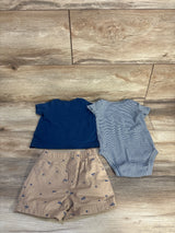 Just One You 3pc Shirt, Bodysuit, & Shorts Set Navy sz 6m