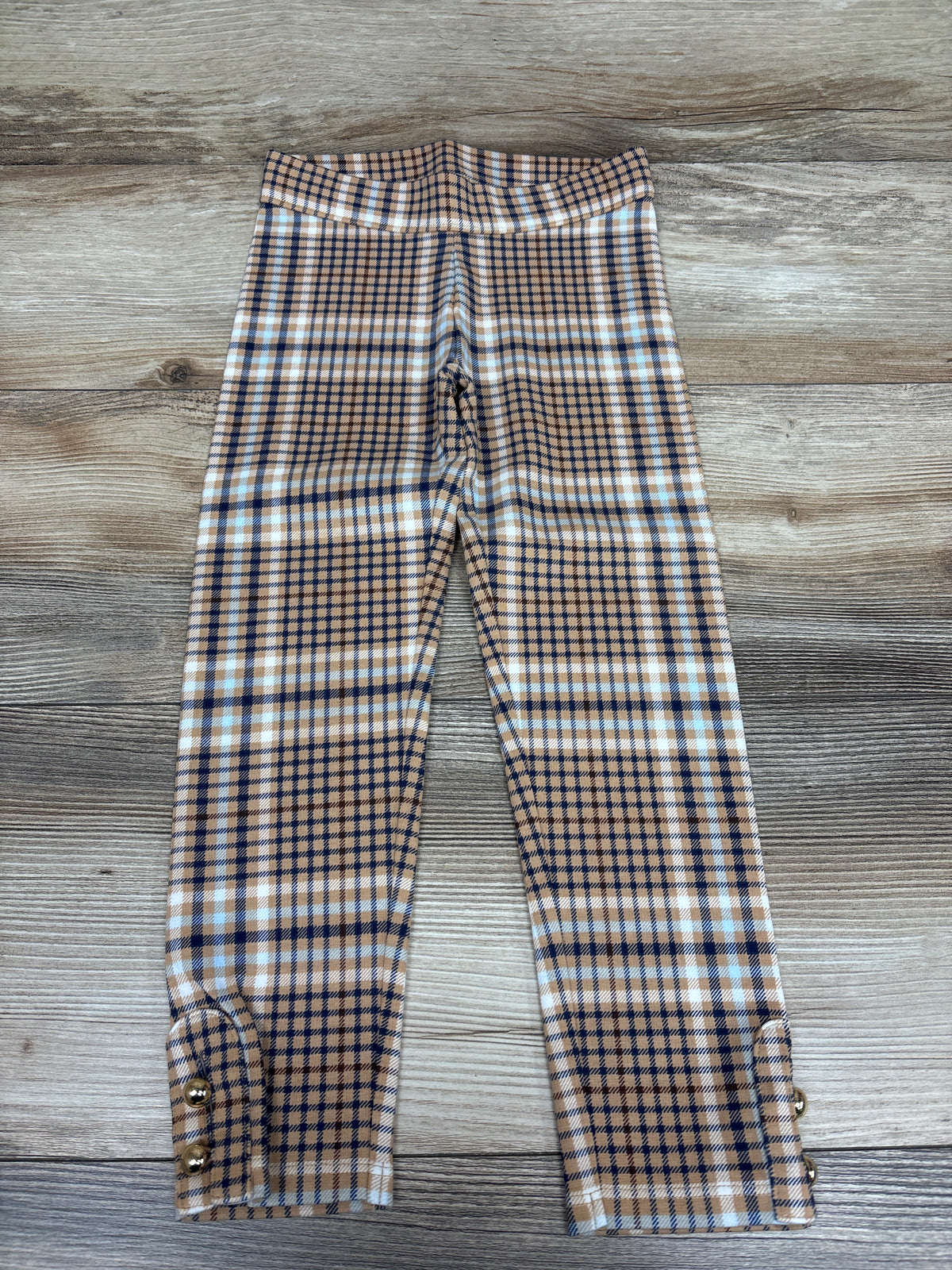 Janie & Jack Plaid Button Cuff Ponte Pants Orange sz 4T