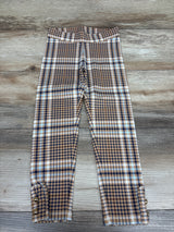 Janie & Jack Plaid Button Cuff Ponte Pants Orange sz 4T