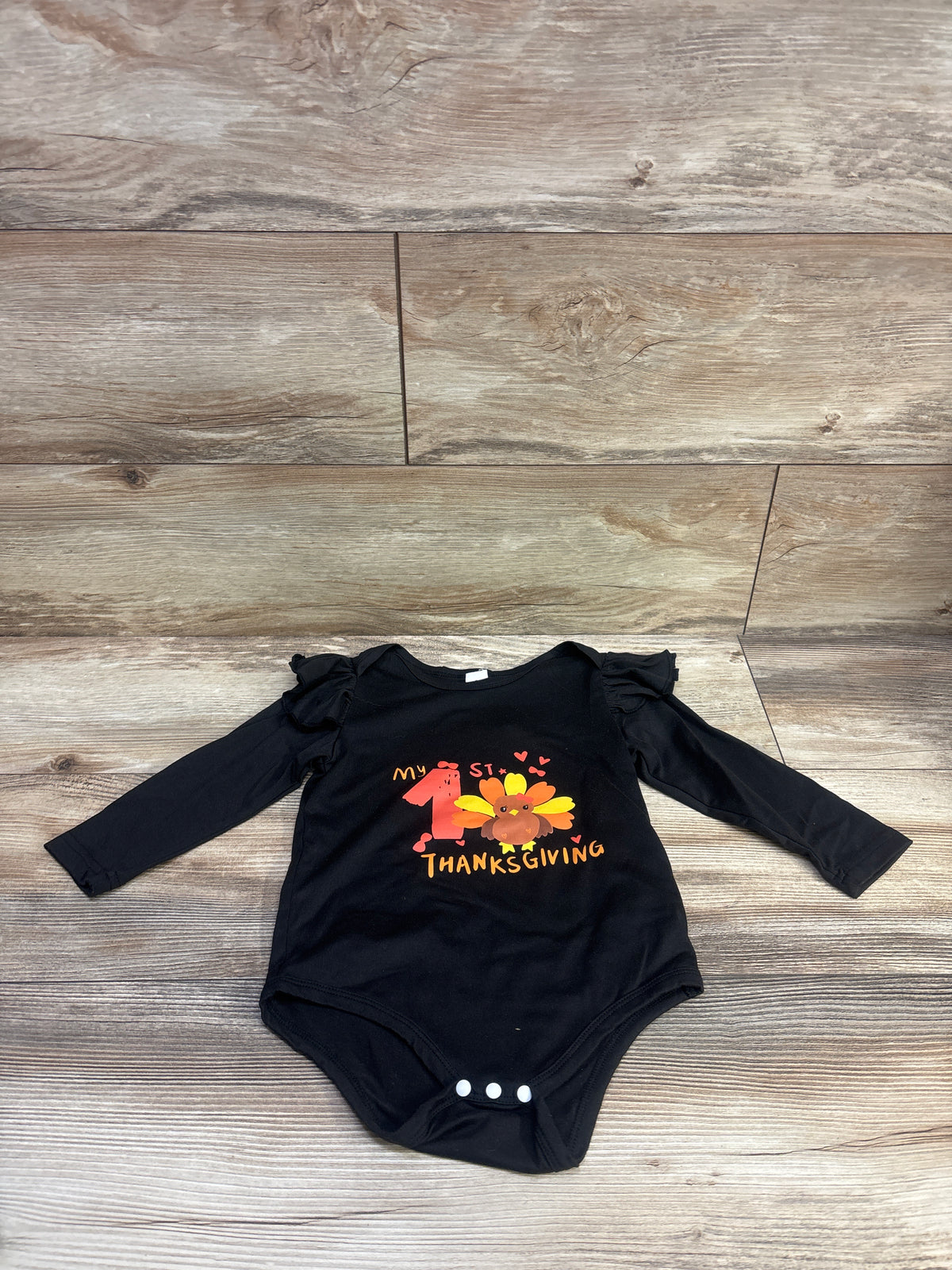 Shein My First Thanksgiving Bodysuit Black sz 12-18m