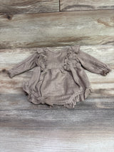 Generic Knit Long Sleeve Bow Bubble Romper Tan sz 0-3m