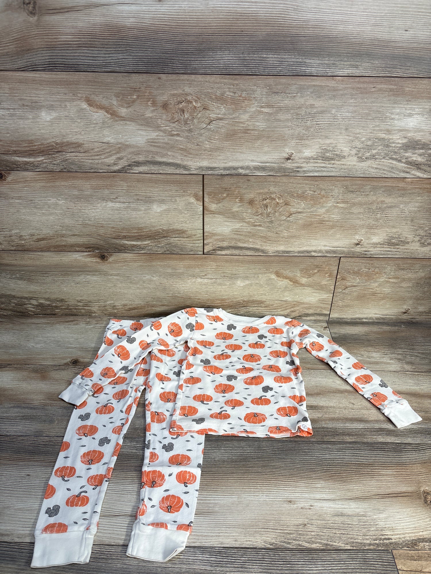 Little Planet Organic 2pc Pumpkin Pajama Set Cream sz 5T