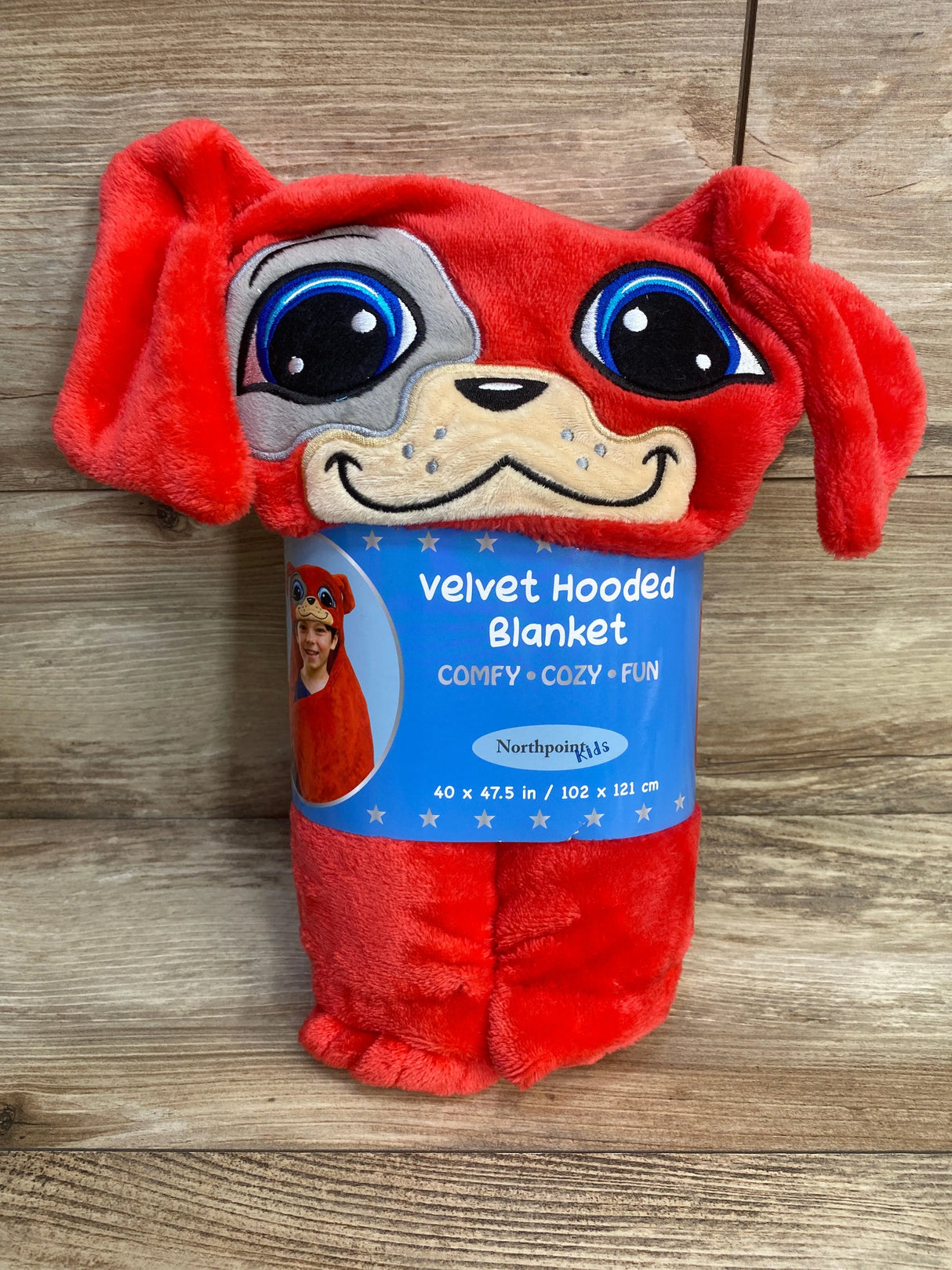 NEW Northpoint Velvet Hooded Blanket, Red Dog