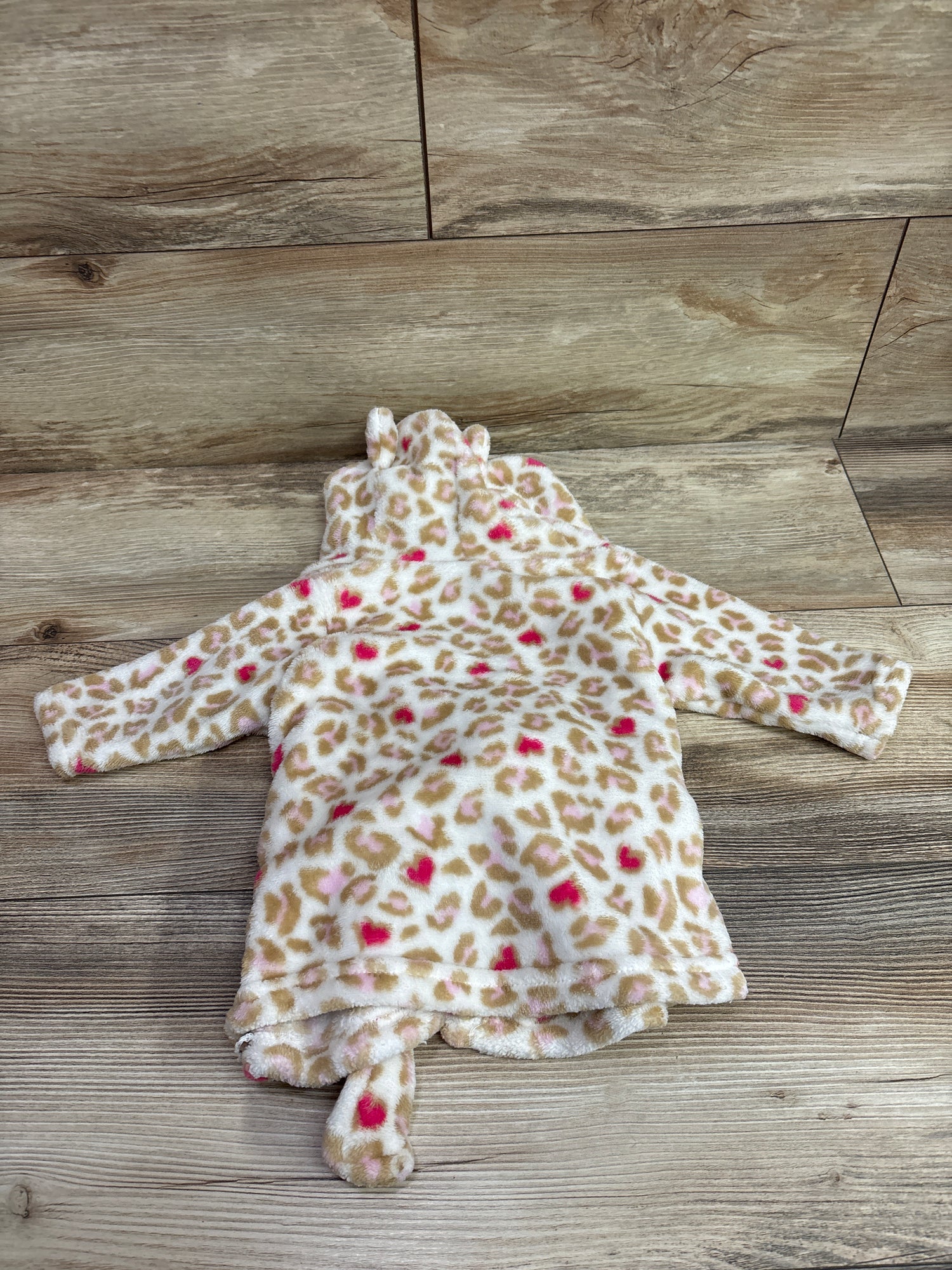 Zak & Zoey Plush Leopard Robe Tan sz 0-6m