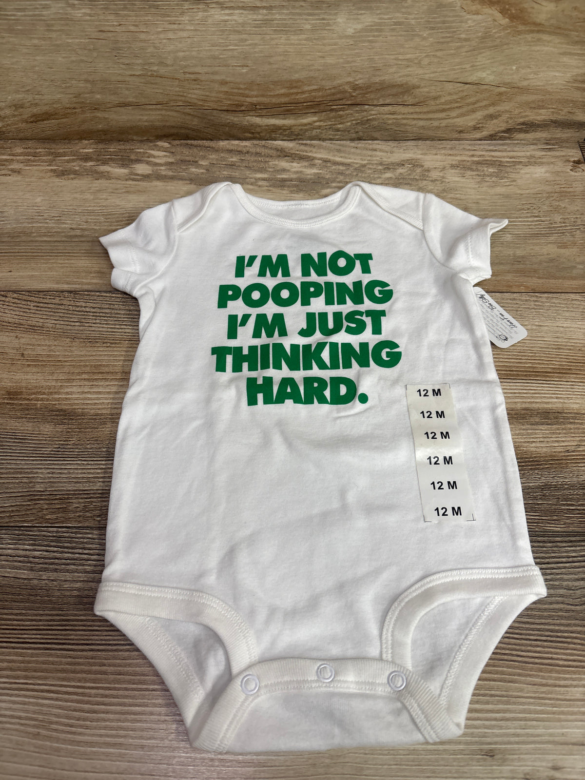 NEW Bee Silly 'I'm Not Pooping I'm Just Thinking Hard' Bodysuit White sz 6-12m