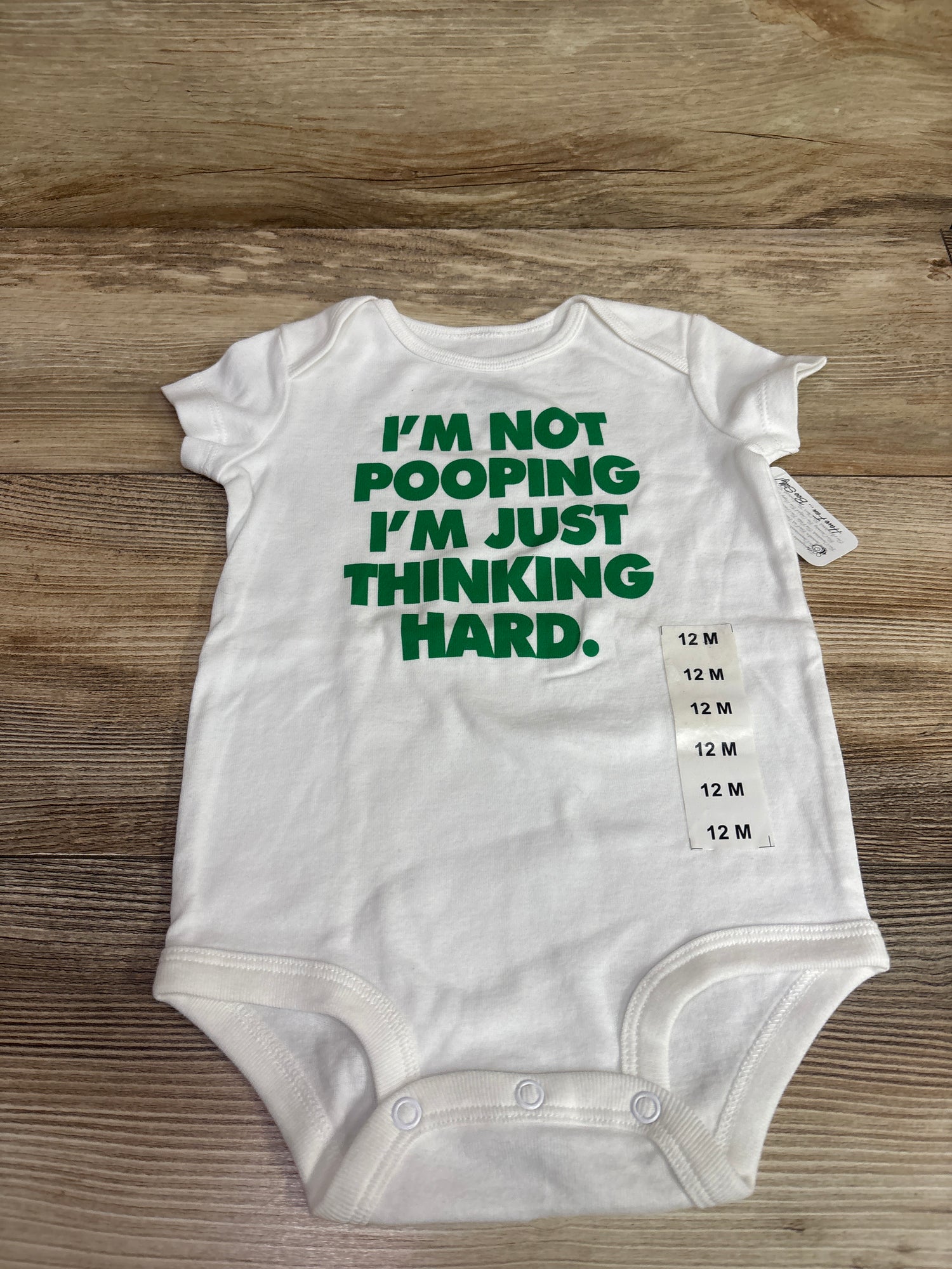 NEW Bee Silly 'I'm Not Pooping I'm Just Thinking Hard' Bodysuit White sz 6-12m