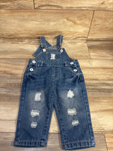 Kidscool Space Distressed Denim Overalls Blue sz 12-18m