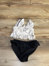 Tahari Baby 2pc Floral Crochet Ruffle Swimsuit Set White sz 4T