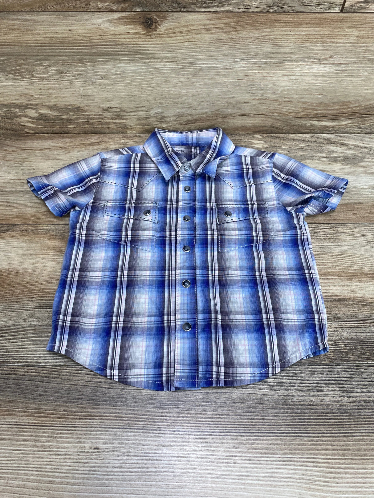 Wrangler Plaid Snap Shirt Blue sz 12m