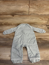 Striped Button-Up Coverall Green sz 12-18m