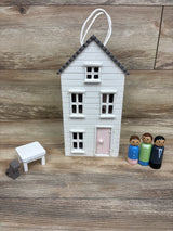 Pottery Barn Kids Take-Along Wooden Dollhouse with 7 Play Pieces