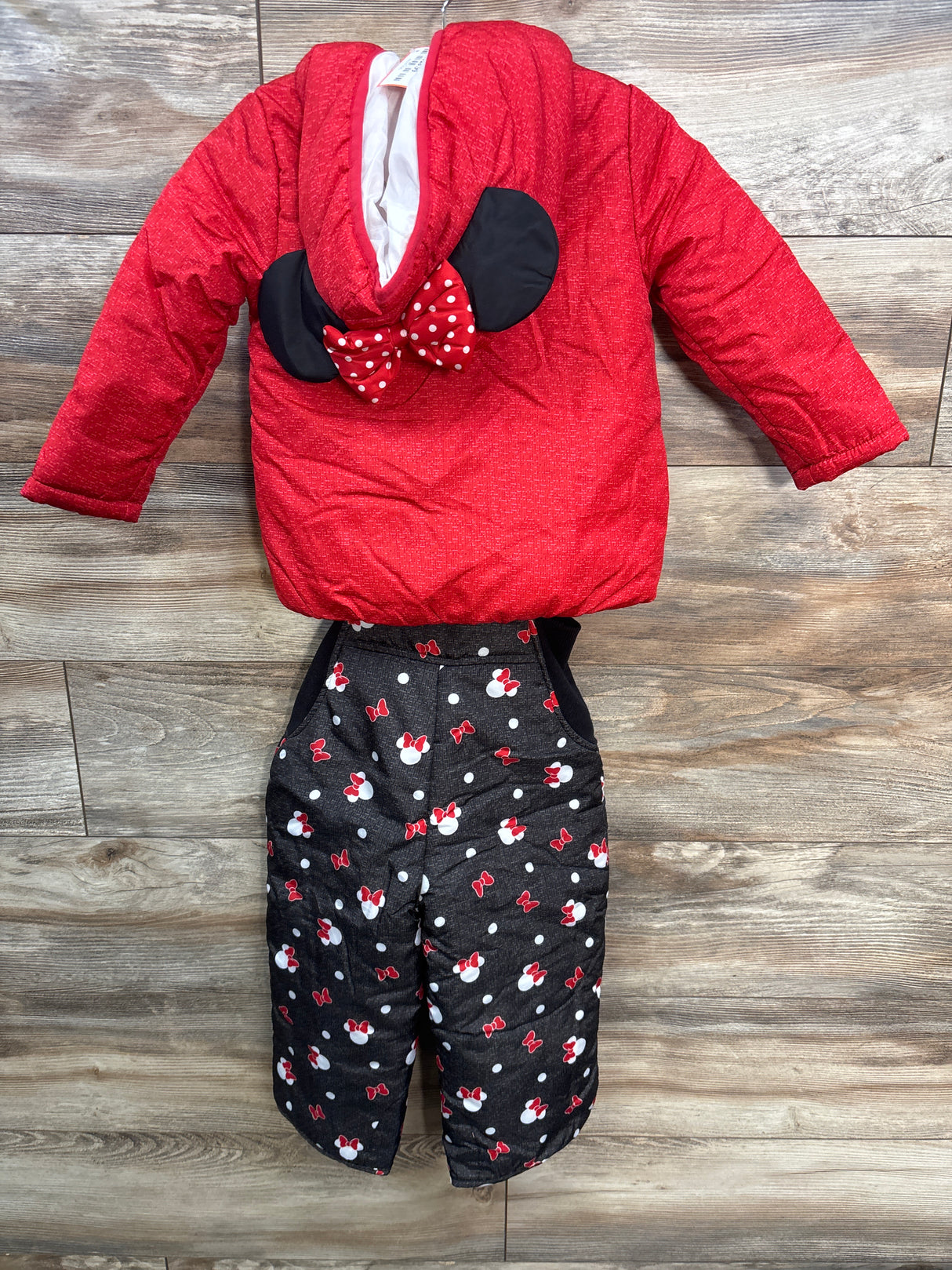 Disney Junior Minnie Mouse Puffer Snowsuit Red sz 3T
