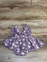 Floral Gauze Bodysuit Dress Purple sz 6m