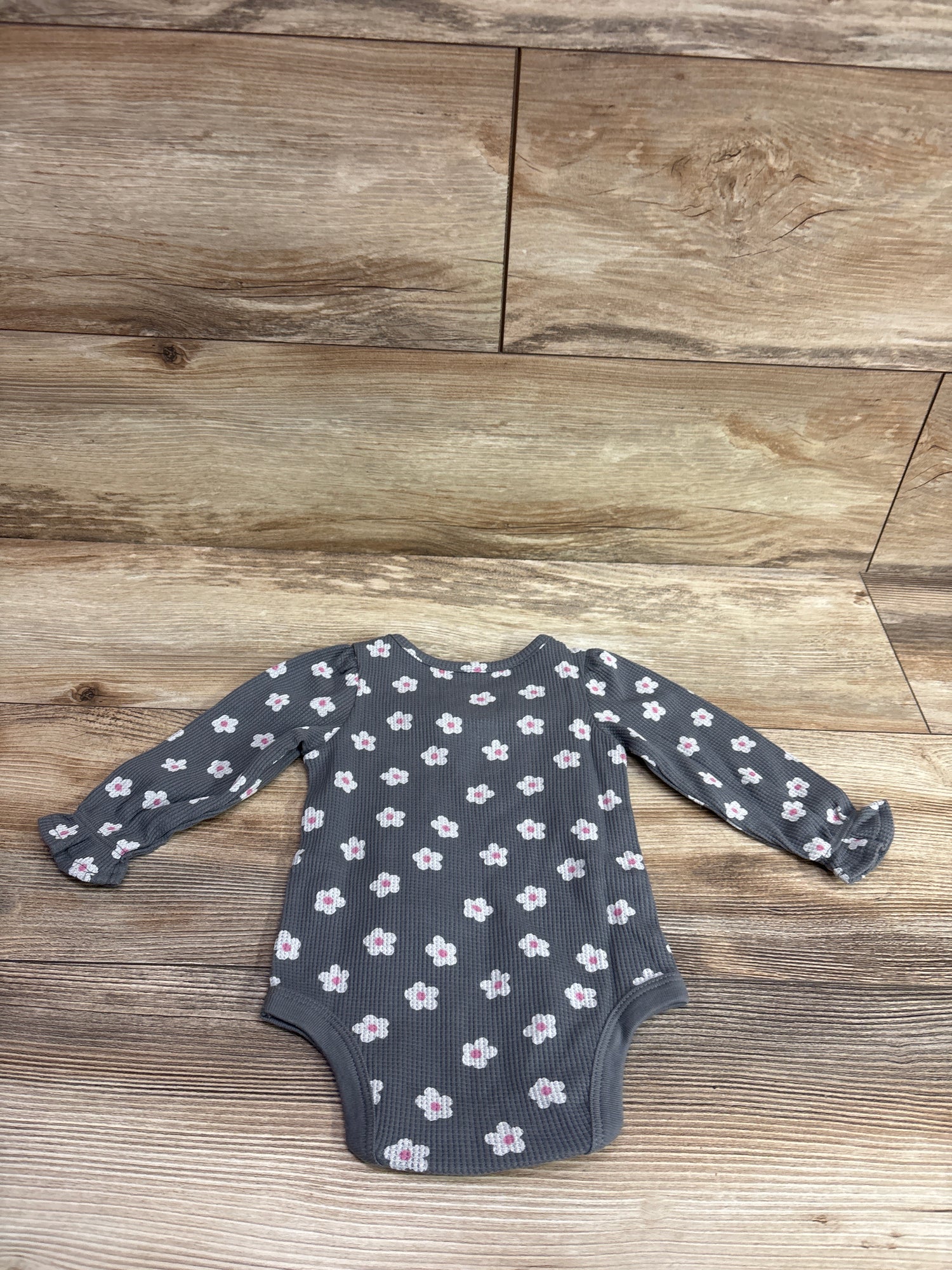 NEW Okie Dokie Waffle Knit Bodysuit Grey sz 6m