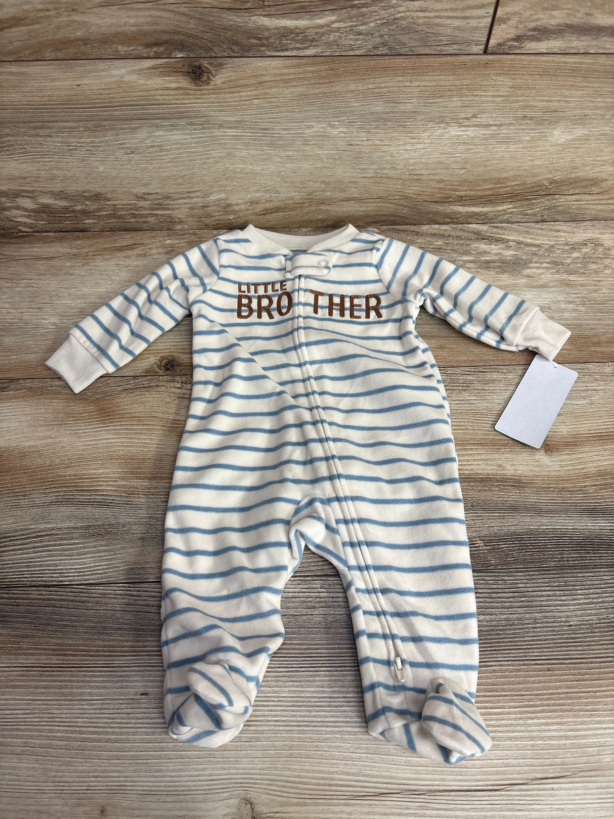 NEW Child Of Mine Little Brother Striped Blanket Sleeper Ivory sz 0-3m