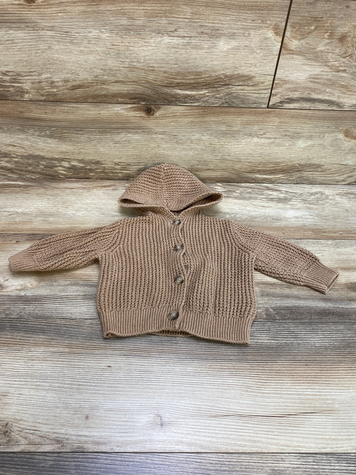 Old Navy Hooded Button-Front Knit Cardigan Brown sz 6-12m