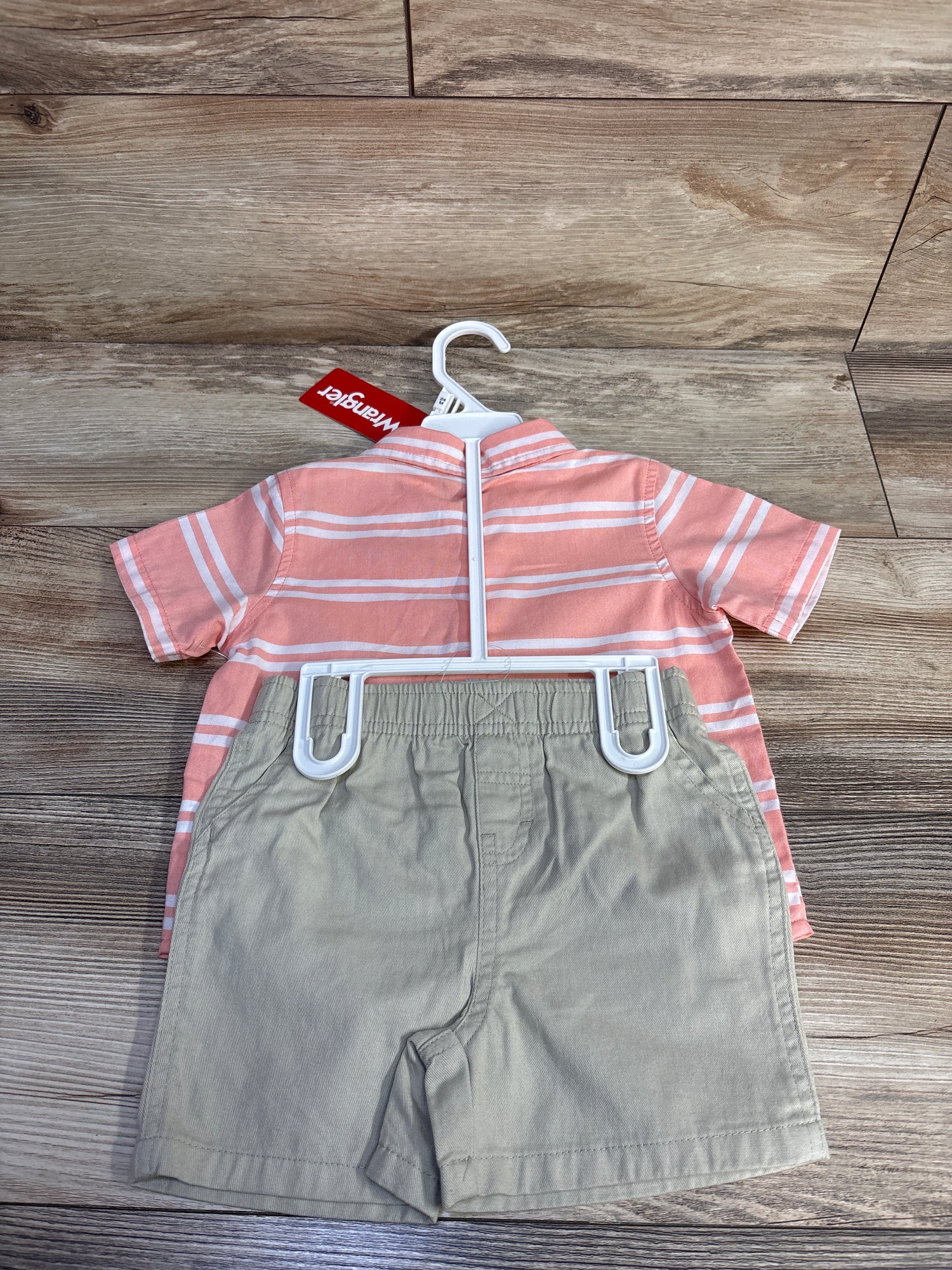 NEW Wrangler 2pc Button-Up Shirt & Shorts Set Pink sz 24m