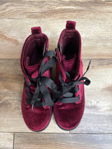 Cat & Jack Giovanna Crushed Velvet Lace-Up Combat Boots Red sz 11c