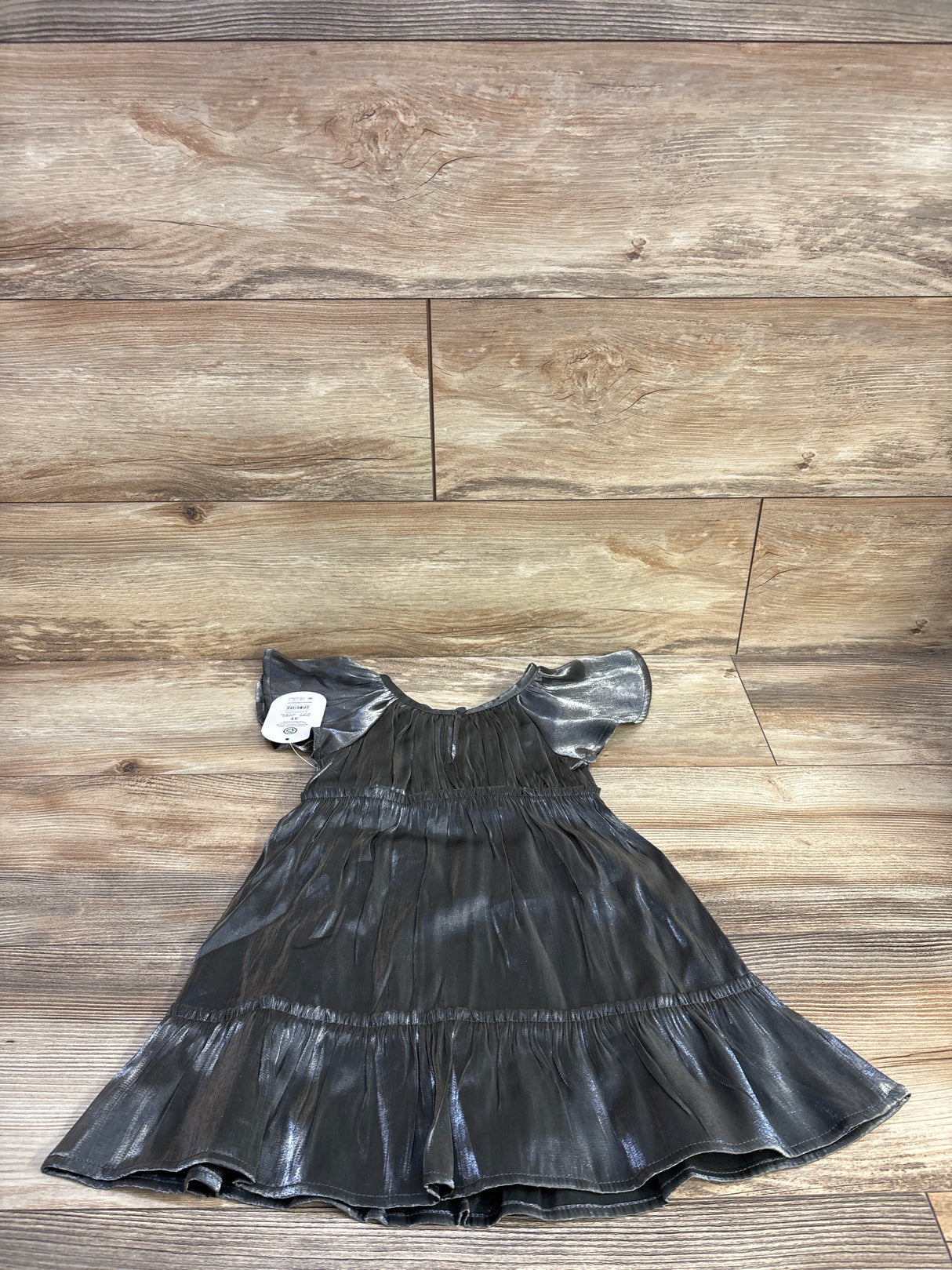 NEW Wonder Nation Flutter Sleeve Metallic Dress Silver sz 3T
