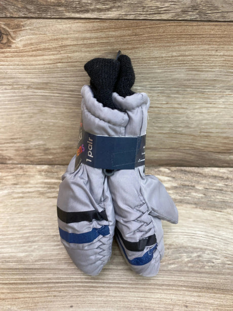 NEW ThermaWear Kid's Ski Striped Grey Mittens