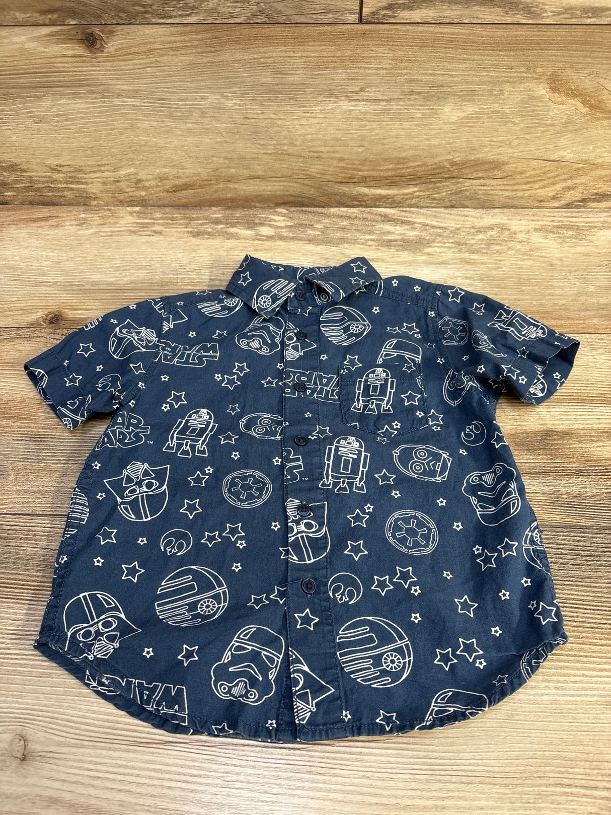 Gym Friends Star Wars Button-Up Shirt Blue sz 2T