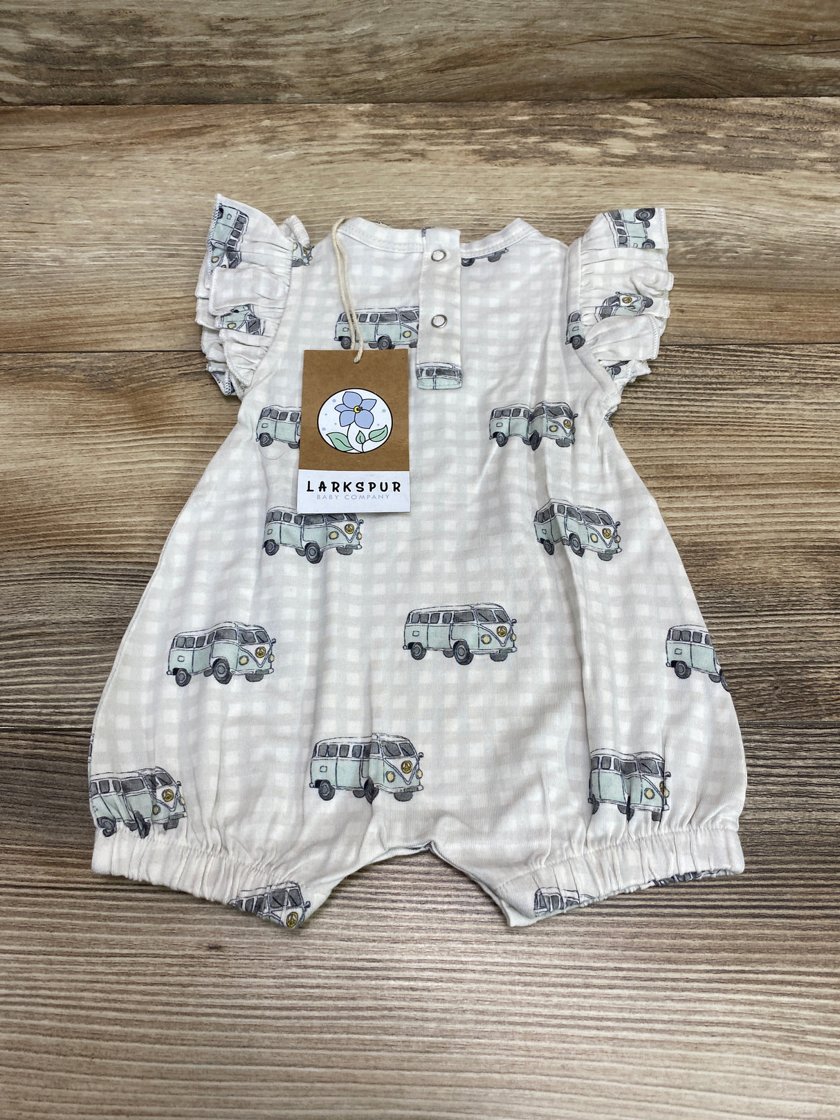 NEW Larkspur Double Ruffle Shortie Romper Grey sz 0-3m