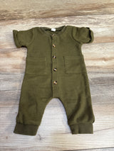 Waffle Knit Button Up Romper Green sz 3m