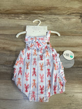 NEW Milkberry 2pc Lobster Ruffle Bubble Romper & Headband Set White sz 6-9m