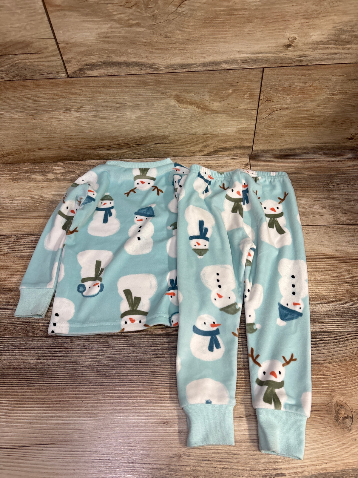 Carter's 2pc Velour Snowman Pajama Set Blue sz 18m