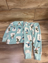 Carter's 2pc Velour Snowman Pajama Set Blue sz 18m
