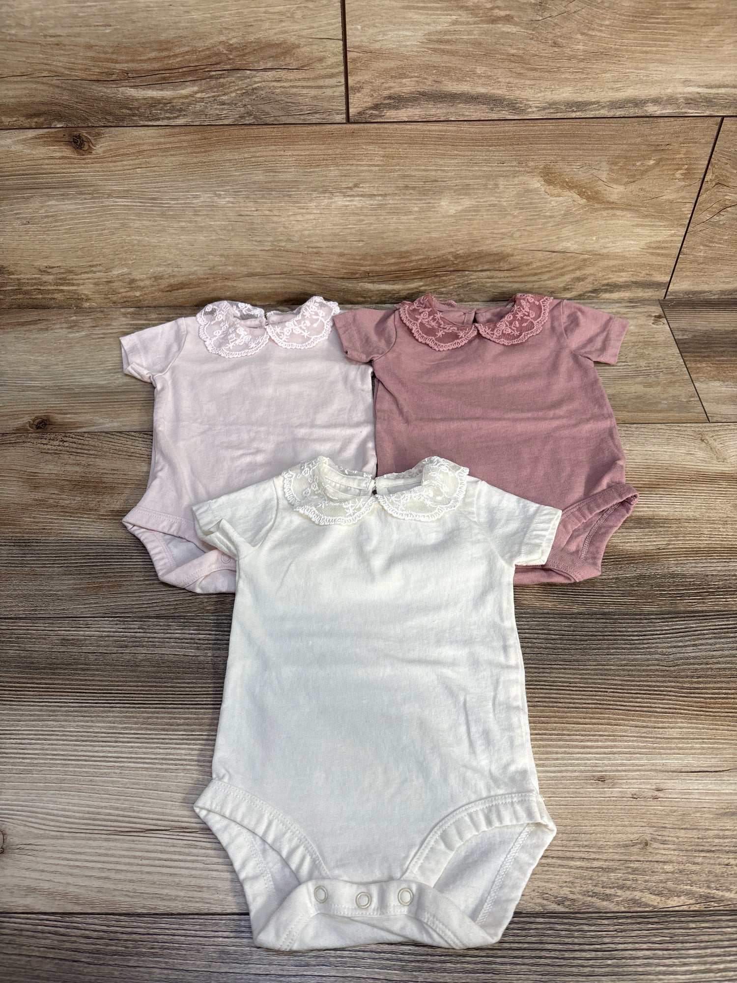 Laughing Llama 3pk Lace Collar Bodysuit Set Pink sz 6m