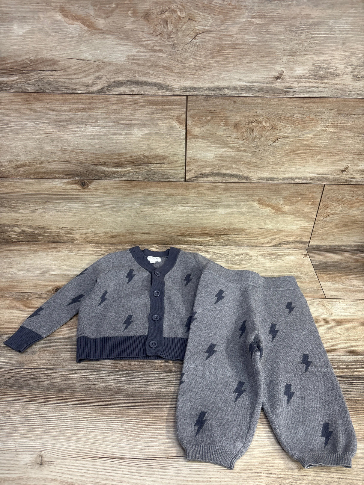 Grayson Mini 2pc Lighting Bolt Cardigan Set Grey sz 18m