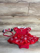 Disney Baby Store 2pc Minnie Mouse Organza Bodysuit Dress & Headband  Red sz 6-9m