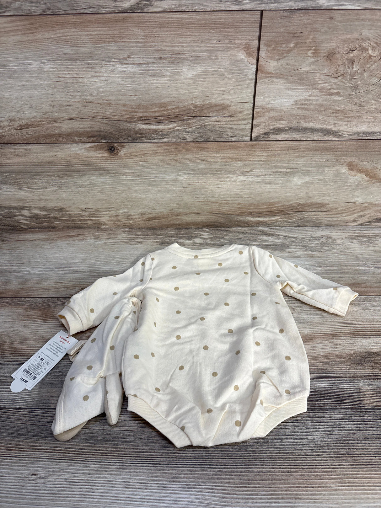 NEW Cat & Jack Polka Dot Bodysuit & Hat Set Yellow sz 0-3m