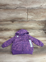 NEW Okie Dokie Heart Print Full-Zip Hoodie Purple sz 9m