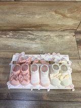NEW Danbar Global Bow Fancy 6pc Bow Headbands & Booties Set sz 0-6m