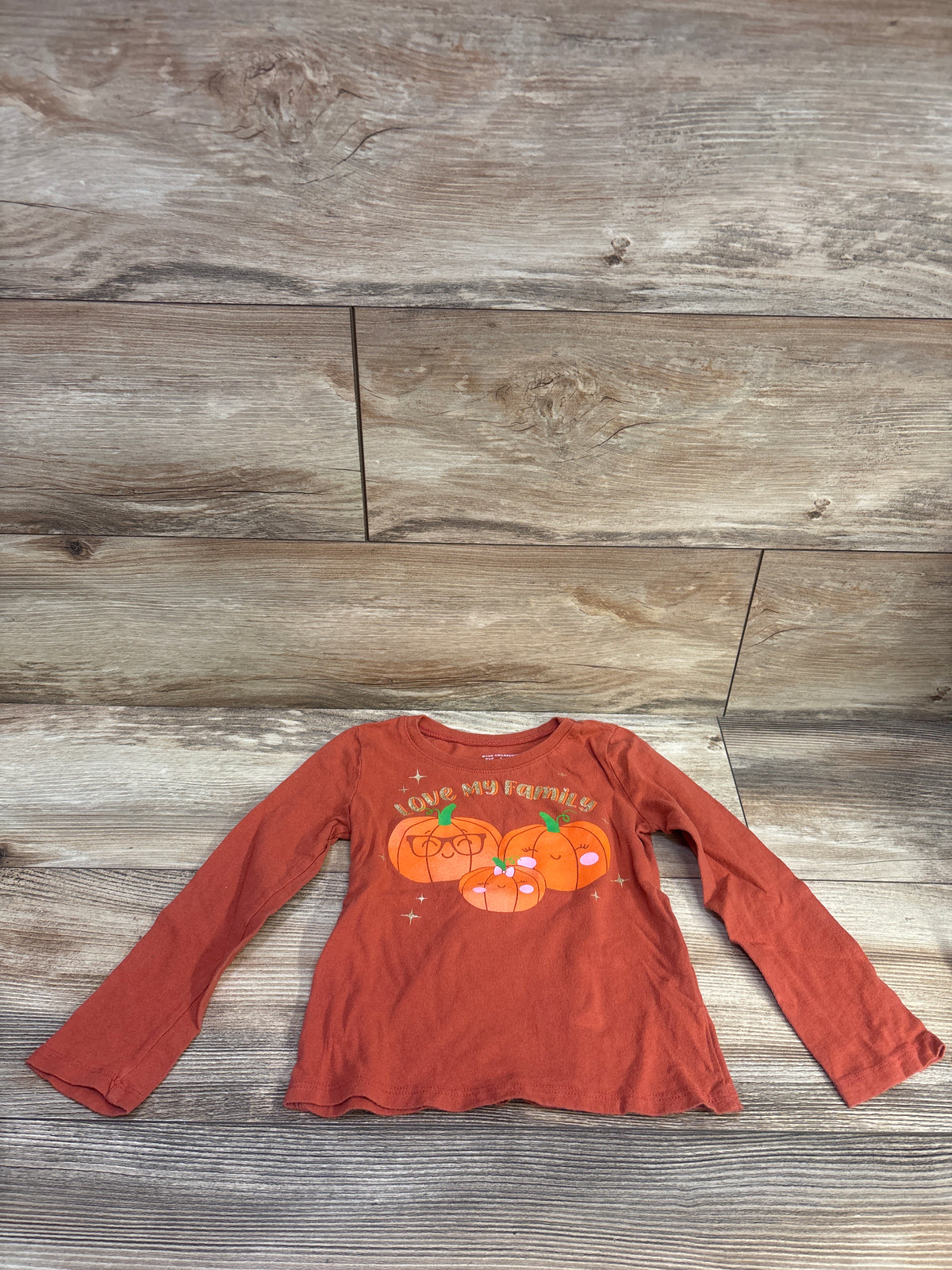 Children's Place Love My Family Pumpkin Shirt Rust sz 3T