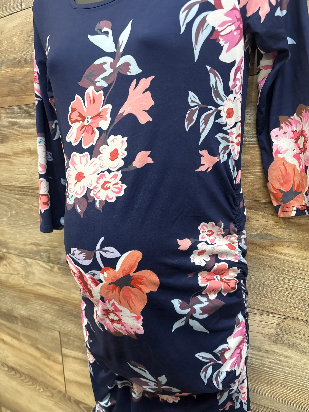 Miss Qee Maternity Floral Bodycon Dress Navy sz Small