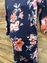 Miss Qee Maternity Floral Bodycon Dress Navy sz Small