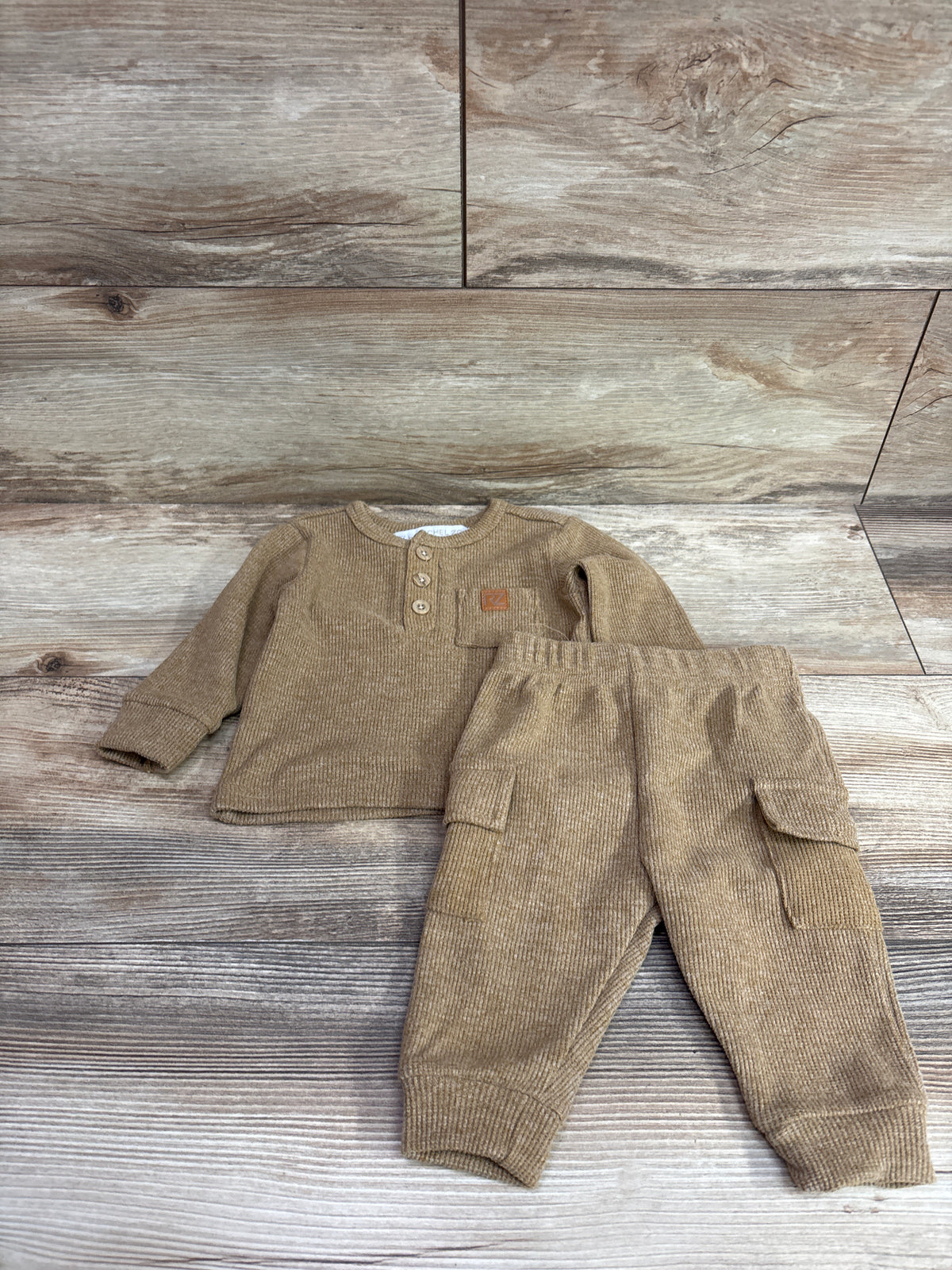 RZ by Rachel Zoe 2pc Knit Henley Shirt & Pants Set Tan sz 3/6m