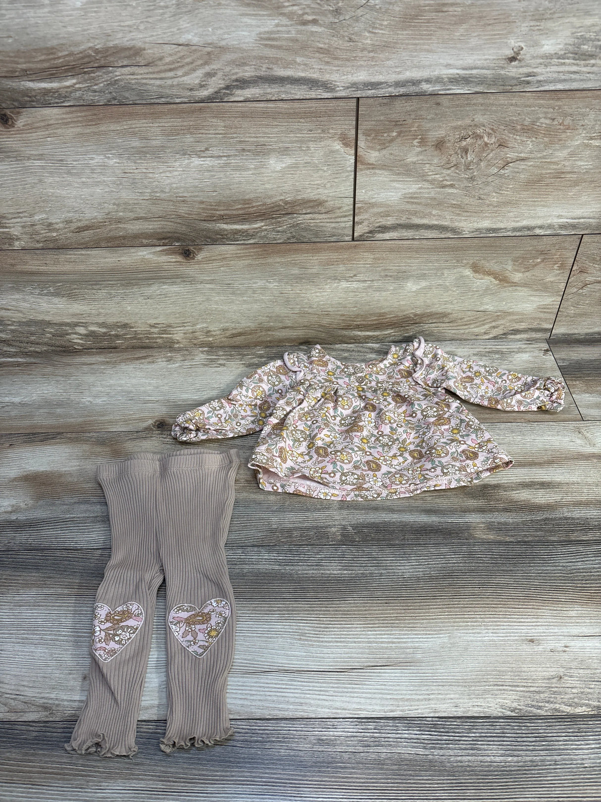 Chickpea 2pc Floral Shirt & Ribbed Floral Leggings Pink sz 6-9m
