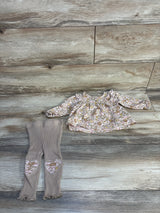 Chickpea 2pc Floral Shirt & Ribbed Floral Leggings Pink sz 6-9m