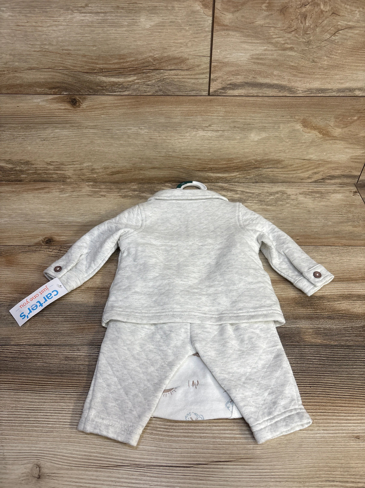 NEW Just One You 3pc Quilted Button Up Set Grey sz 3m