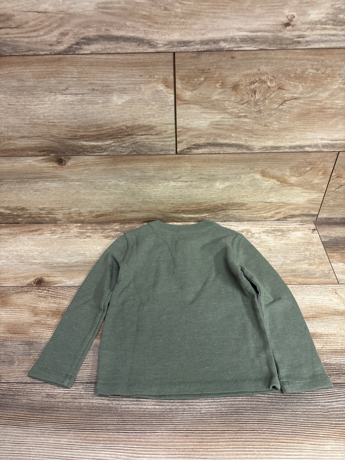 Jumping Beans Waffle Knit Henley Shirt Green sz 3T