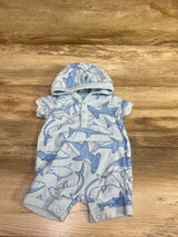Just One You Hooded Henley Romper Blue sz Newborn